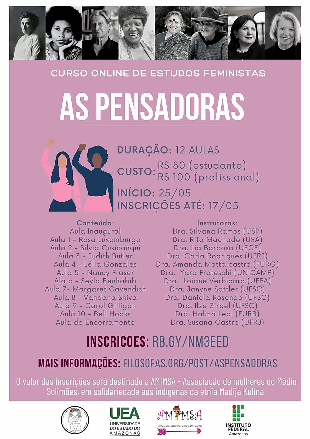 Curso On line: As Pensadoras ABERTAS INSCRIÇÕES – TURMA&nbsp;3