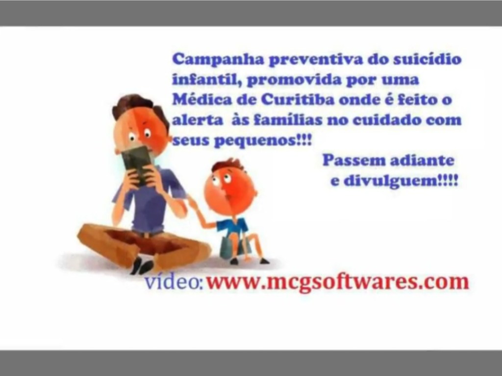 Campanha de prevenção ao suicídio infantil. De atenção real ao seu&nbsp;filho!!!