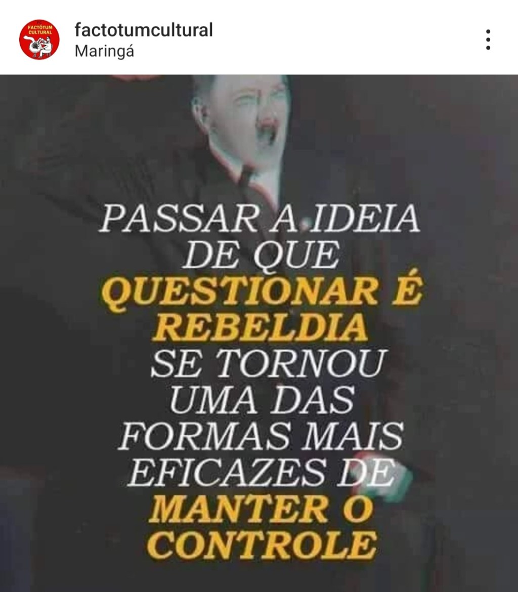 Questionar é rebeldia…