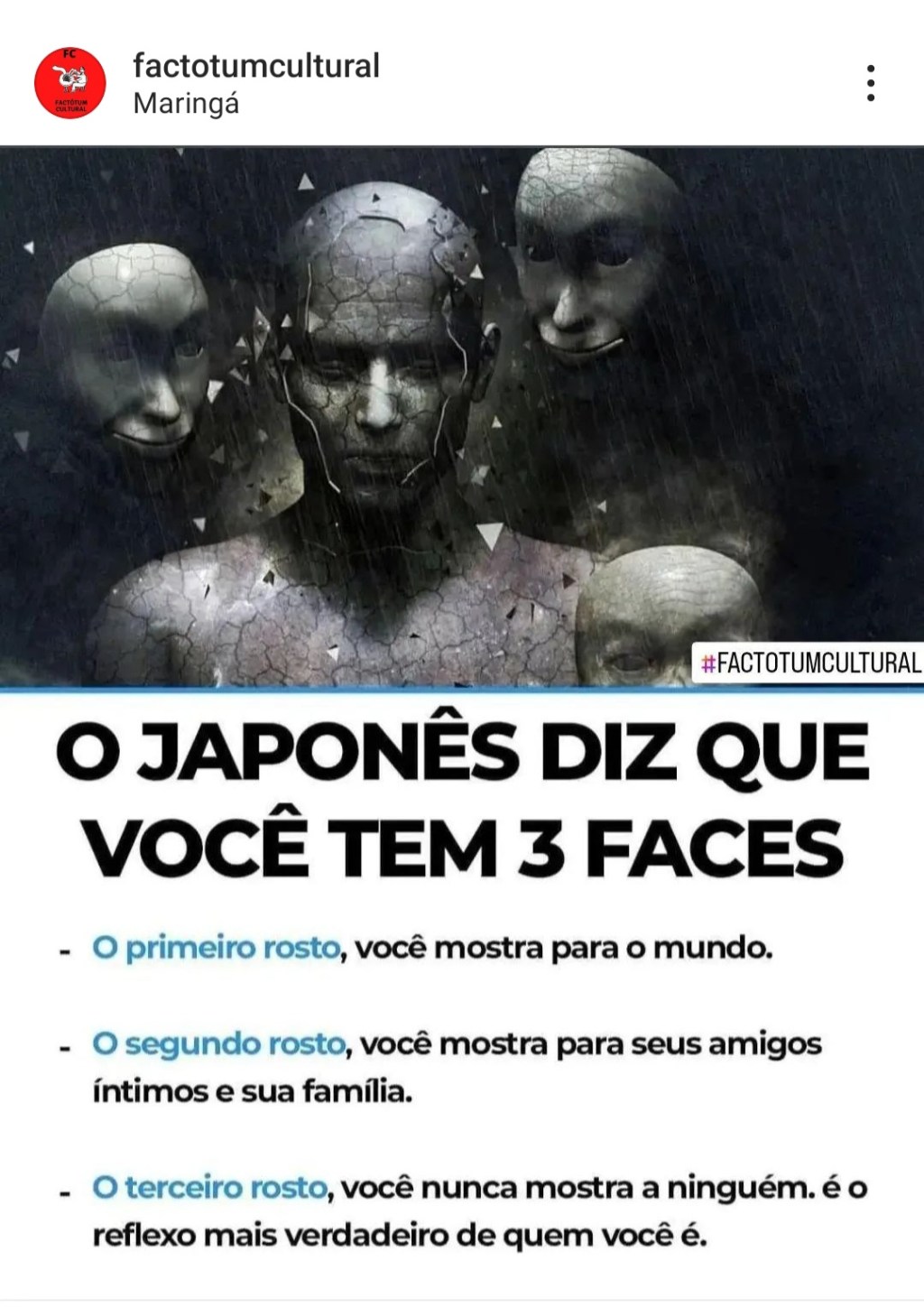 Você tem 3&nbsp;faces